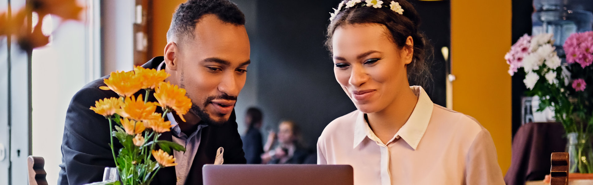 man and woman working together
