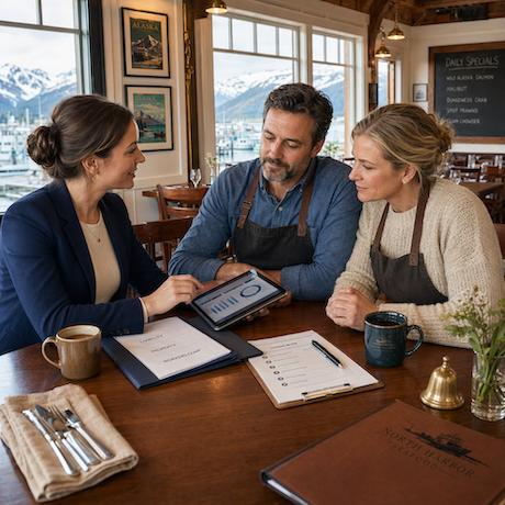 Restaurant dining scene in Juneau, Alaska