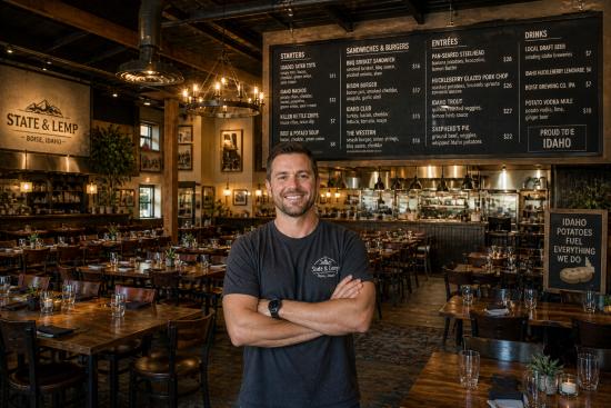 Restaurant dining scene in Wallace, Idaho